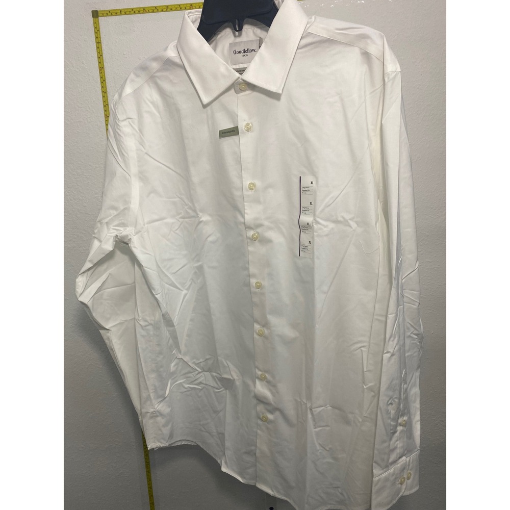 Goodfellow & Co Mens White Long Sleeve Button Down Dress Shirt Standard Fit XL